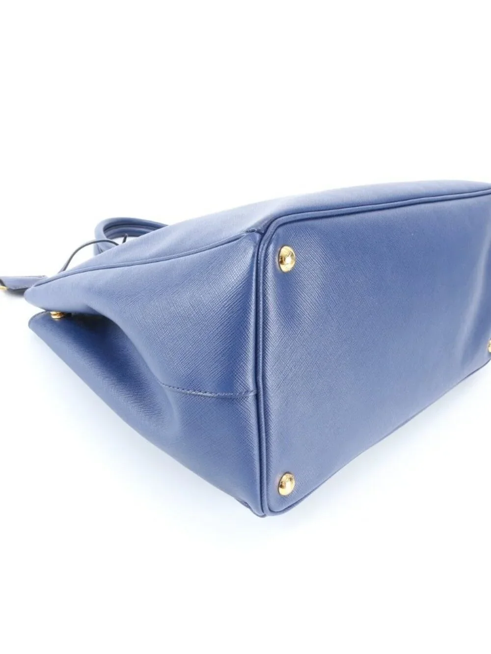 Prada Saffiano Galleria Leather Tote Triangle Logo Blue